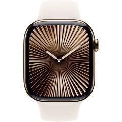 Смарт-годинник Apple Watch Series 10 GPS + Cellular 42мм Gold Titanium Case with Starlight Sport Band (S/M) (MX063)