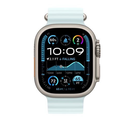 Оригінальний ремінець Apple Ocean Band Ice Blue with Natural Titanium Finish для Apple Watch 49мм | 46мм | 45мм | 44мм (MXTF3)