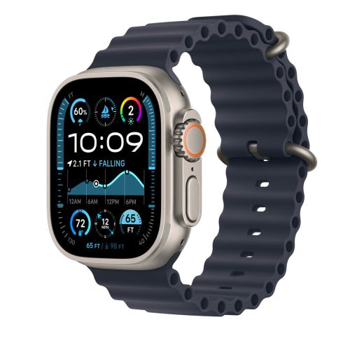 Оригінальний ремінець Apple Ocean Band Navy with Natural Titanium Finish для Apple Watch 49мм | 46мм | 45мм (MXTH3)