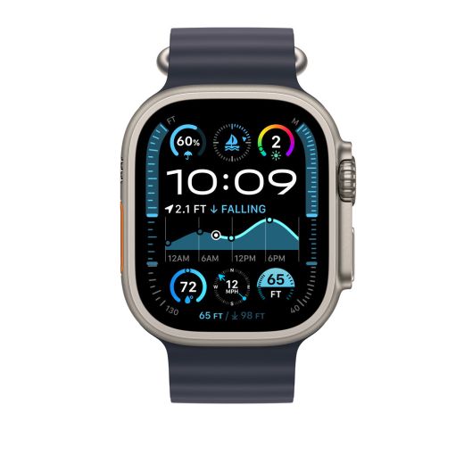 Оригінальний ремінець Apple Ocean Band Navy with Natural Titanium Finish для Apple Watch 49мм | 46мм | 45мм (MXTH3)