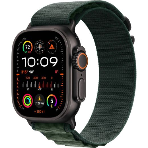 Смарт-годинник Apple Watch Ultra 2 49mm (GPS + Cellular) Black Titanium Case with Dark Green Alpine Loop Band - S (MX4Q3)