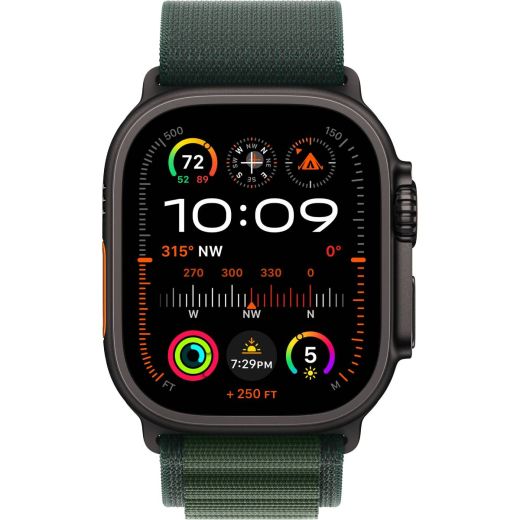 Смарт-годинник Apple Watch Ultra 2 49mm (GPS + Cellular) Black Titanium Case with Dark Green Alpine Loop Band - S (MX4Q3)