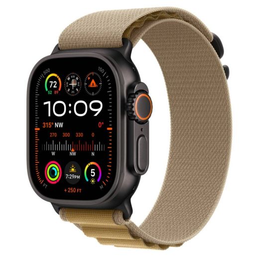 Оригінальний ремінець Apple Alpine Loop Tan Large with Black Titanium Finish для Apple Watch 49мм | 46мм | 45мм (MYQ23)