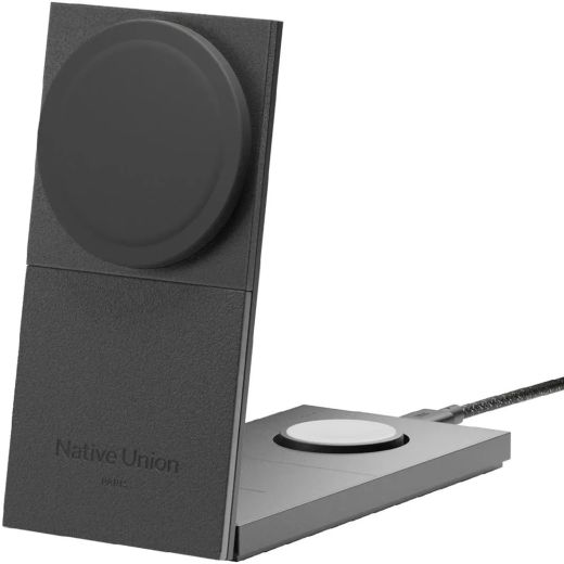 Беспроводная зарядка Native Union Rise 3 в 1 Qi2 Wireless Charger Black (RS-3IN1-BLK-INT)