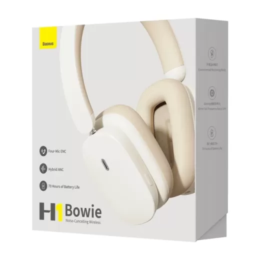 Наушники Baseus Bowie H1 Noise-Cancelling Wireless Headphones Rice White (NGTW230002)