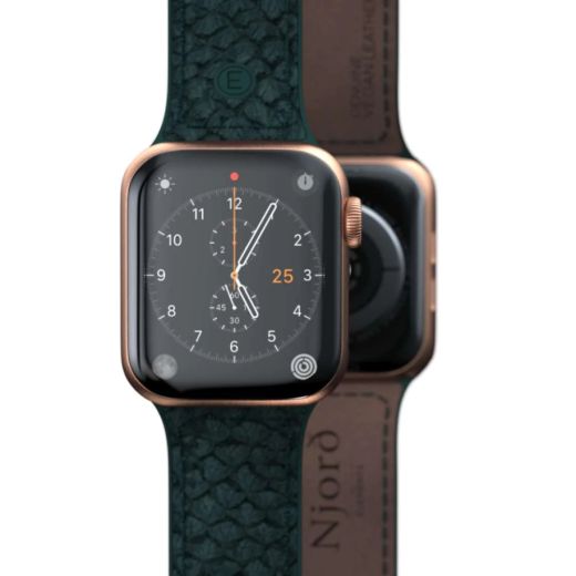 Кожаный ремешок Njord Salmon Leather Strap Dark Green для Apple Watch 49мм | 45мм | 44мм (SL14122)