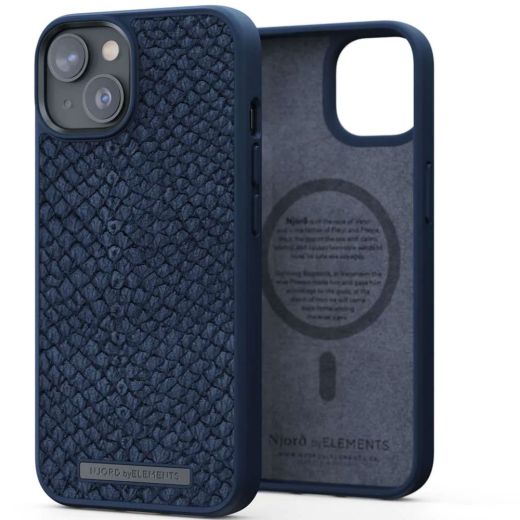 Чохол Njord Salmon Leather Case Blue with Magsafe для iPhone 14 Plus (NA42SL01)