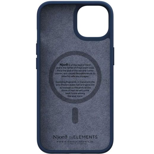 Чехол Njord Salmon Leather Case Blue with Magsafe для iPhone 14 (NA41SL01)