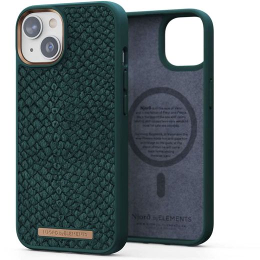 Чехол Njord Salmon Leather Case Dark Green with Magsafe для iPhone 14 Plus (NA42SL02)