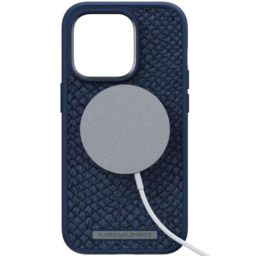 Чохол Njord Salmon Leather Case Blue with Magsafe для iPhone 14 Pro (NA43SL01)