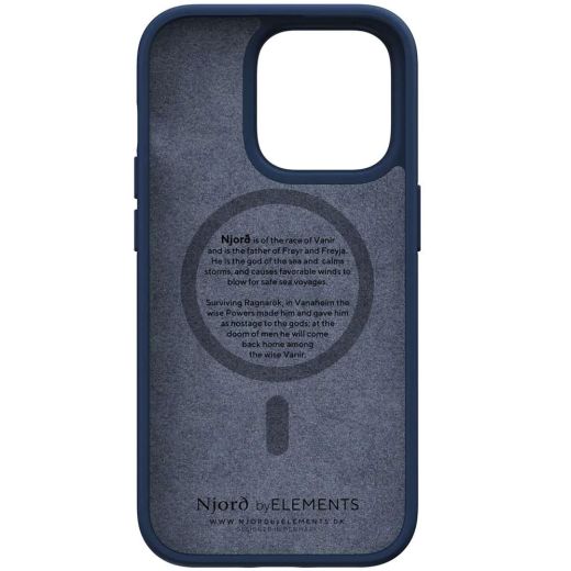 Чохол Njord Salmon Leather Case Blue with Magsafe для iPhone 14 Pro (NA43SL01)