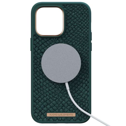 Чехол Njord Salmon Leather Case Dark Green with Magsafe для iPhone 14 Pro (NA41SL02)