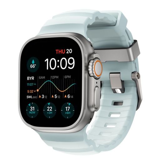Ремешок Nomad Rocky Point Band Icy Blue Glow / Natural Hardware для Apple Watch 49мм | 46мм | 45мм | 44мм (NM014452858)