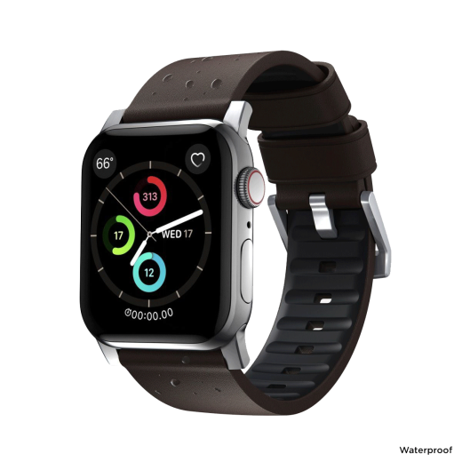 Шкіряний ремінець Nomad Active Band Pro Classic Brown Leather / Silver Hardware для Apple Watch 42mm | 41mm | 40mm