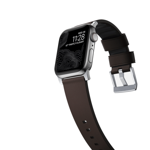 Шкіряний ремінець Nomad Active Band Pro Classic Brown Leather / Silver Hardware для Apple Watch 42mm | 41mm | 40mm