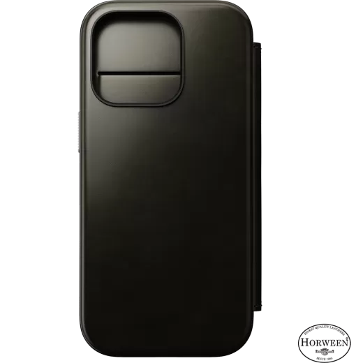 Кожаный чехол-книжка Nomad Horween Leather Folio Case Green Chrome для iPhone 16 Pro (NM01385585) [Limited Edition]