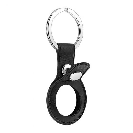 Брелок с кольцом CasePro Leather Key Ring Black для AirTag