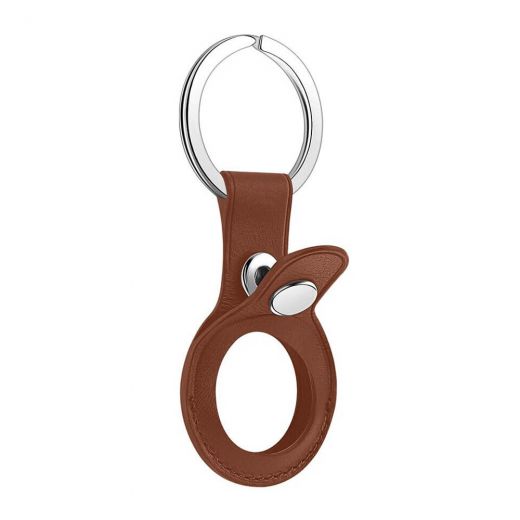 Підвіска з кільцем CasePro Leather Key Ring Saddle Brown для AirTag