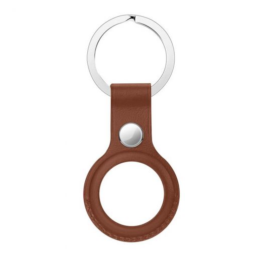 Брелок с кольцом CasePro Leather Key Ring Saddle Brown для AirTag