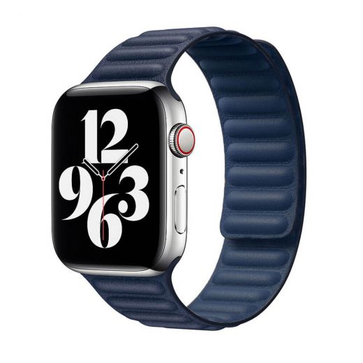 Шкіряний ремінець CasePro Leather Link Size M | L Magnetic Midnight Blue для Apple Watch 45mm | 44mm | 42mm