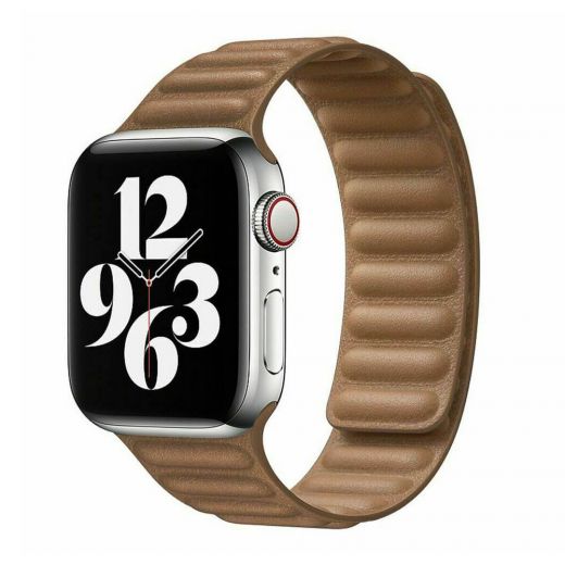 Шкіряний ремінець CasePro Leather Link Size M | L Magnetic Saddle Brown для Apple Watch 45mm | 44mm | 42mm