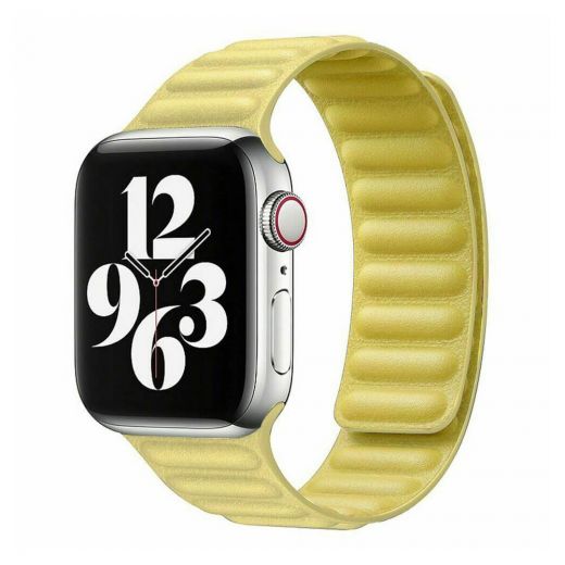 Кожаный ремешок CasePro Leather Link Size S | M Magnetic Yellow для Apple Watch 42mm | 41mm | 40mm | 38mm