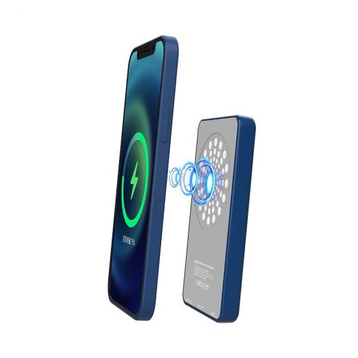 Повербанк с беспроводной зарядкой oneLounge MagSafe Wireless Charger Power Bank 5000mAh Blue (с поддержкой анимации)