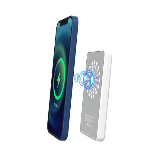 Повербанк с беспроводной зарядкой oneLounge MagSafe Wireless Charger Power Bank 5000mAh White (с поддержкой анимации)