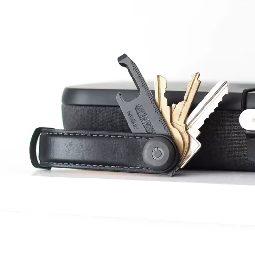 Кожаный органайзер для ключей Orbitkey Key Organizer Leather Black with Black Stitching