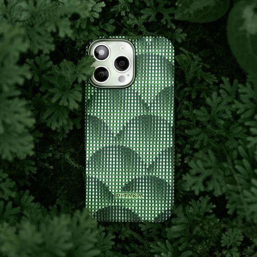 Карбоновий чохол Pitaka Ultra-Slim Case Photosynthesis Forest Green для iPhone 16 Plus