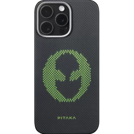 Карбоновий чохол, що світиться Pitaka x Aries Tactile Woven Case Alien для iPhone 16 Pro Max (KI1601ALP)