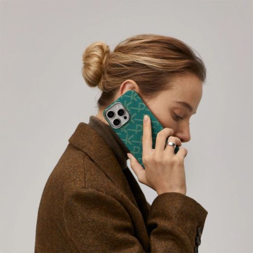 Карбоновий чохол Pitaka Tactile Woven Case PTK Classic Monogram Gold Green для iPhone 16 Pro Max (KI1601PTKP)
