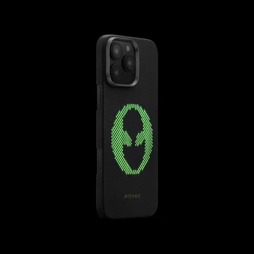 Карбоновий чохол, що світиться Pitaka x Aries Tactile Woven Case Alien для iPhone 16 Pro Max (KI1601ALP)