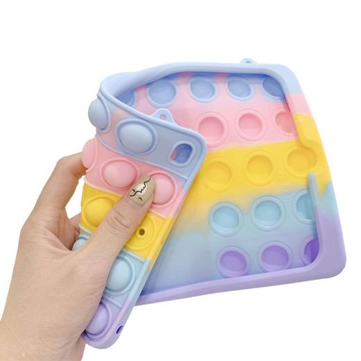 Чохол антистрес Поп-Іт із тримачем для шнурка CasePro Pop It Yellow Blue Rainbow для iPad Air 11” 6 M2 (2024) | iPad Air 10.9" 4 | 5 M1 Chip (2022 | 2020)