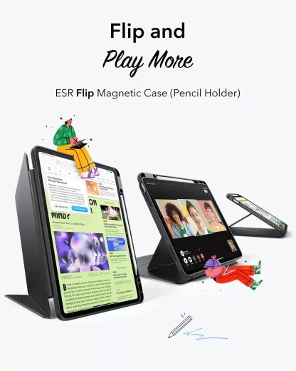 Чохол ESR Flip Magnetic Case with Pencil Holder Green для iPad Air 13” M2 | M3 (2024 | 2025)