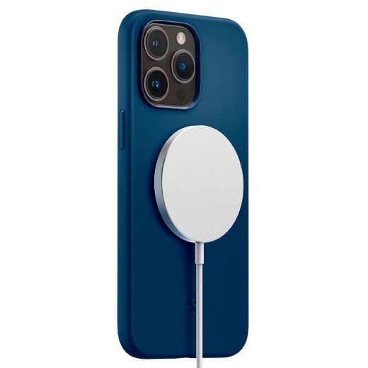 Силиконовый чехол Spigen Silicone Fit (MagFit) Navy Blue для iPhone 14 Pro (ACS04992)