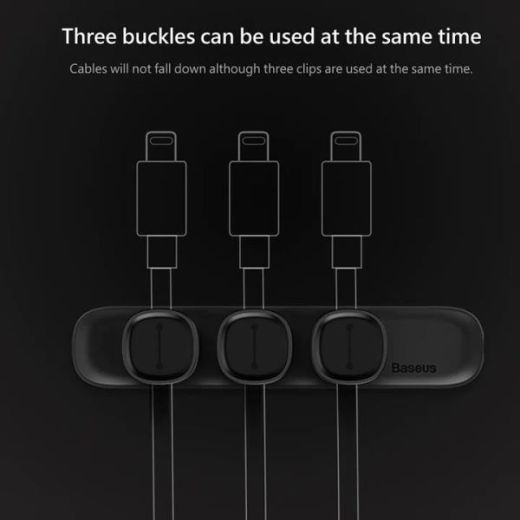 Держатель для кабеля Baseus Cable Management Cable Organizer Wire Holder Black (ACWDJ-01)