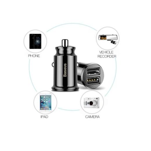 Автомобильное зарядное устройство Baseus Grain Car Charger 3.1A dual-USB Black (CCALL-ML01)