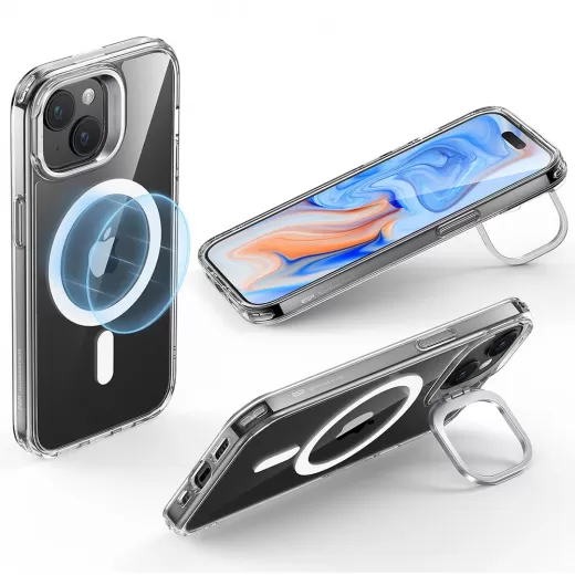 Чехол с подставкой ESR Classic Hybrid Case with Stash Stand (HaloLock) Case Clear для iPhone 15 Plus