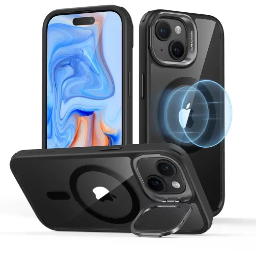 Чехол с подставкой ESR Classic Hybrid Case with Stash Stand (HaloLock) Case Clear Black для iPhone 15 Plus