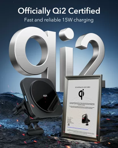 Автомобильная зарядка ESR Qi2 15Вт Magnetic Wireless Car Charger (Halolock) Black