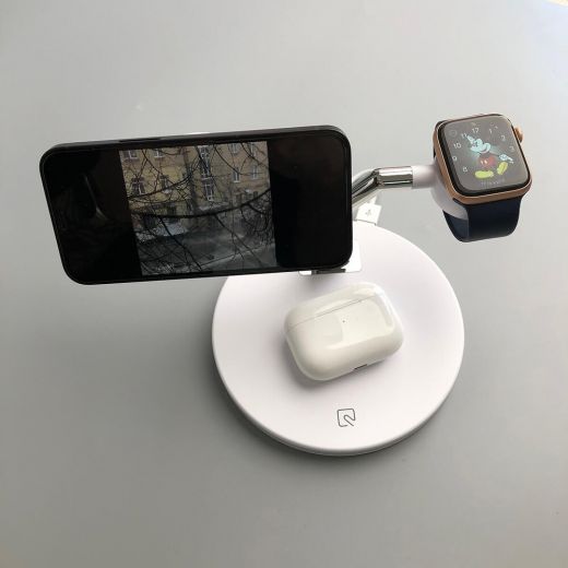 Безпровідна зарядка MagSafe CasePro Magnetic Wireless Charger 3 in 1 White для iPhone | Apple Watch | AirPods