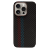 Карбоновий чохол CasePro Premium Carbon Case with MagSafe Black with Red/Blue Line для iPhone 15