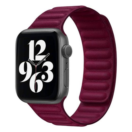 Кожаный ремешок CasePro Leather Link Size M | L Rose Red для Apple Watch 45mm | 44mm | 42mm