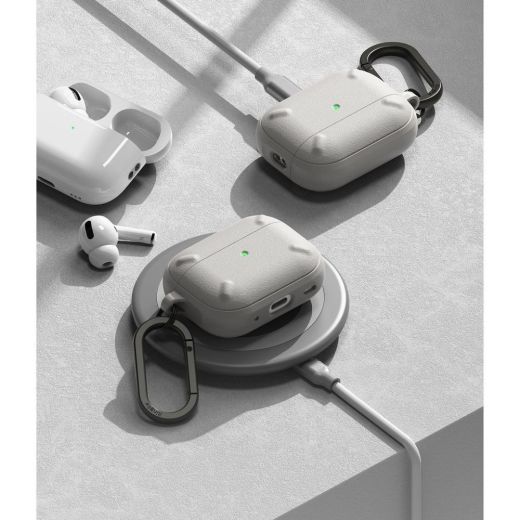 Чехол с карабином Ringke Onyx Warm Grey для AirPods Pro 2