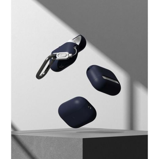 Силіконовий чохол з карабіном Ringke Silicone Midnight Blue для AirPods Pro 1 | 2