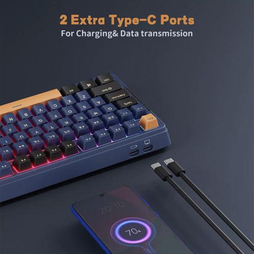 Беспроводная клавиатура Royal Kludge H81 Wireless Keyboard UA\RU\ENG Cherry Profile (Sky Cyan Switch) Timing Machine (RK-H81UARUENG-CHP-SCS-TM)