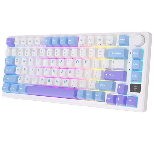 Беспроводная клавиатура Royal Kludge M75 Wireless Keyboard UA\RU\ENG Cherry Profile (Brown Switch) Taro Milk (RK-M75UARUENG-CHP-BS-TM)