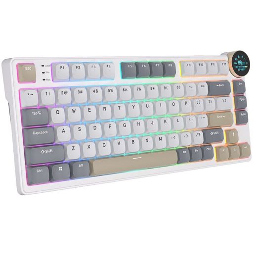Беспроводная клавиатура Royal Kludge N80 Wireless Keyboard UA\RU\ENG Cherry Profile (Brown Switch) Pearly Down (RK-N80UARUENG-CHP-BS-PD)