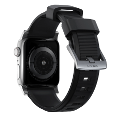 Силиконовый ремешок Nomad Rugged Band Black Rubber / Silver Hardware для Apple Watch 49мм | 45мм | 44мм